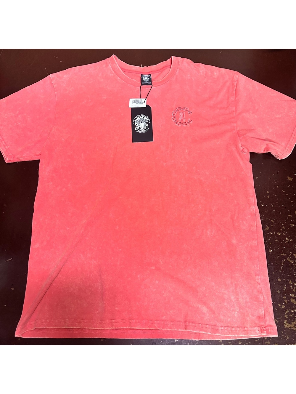 Crooks & castles pink trouble men’s short sleeve T-shirt large